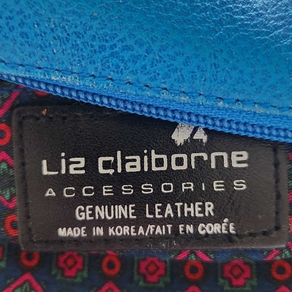 Vintage Liz Claiborne 90's barrel/messenger/cross body genuine leather blue bag - Picture 9 of 12